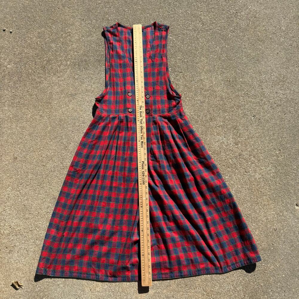 Vintage 90s JG Hook Red Blue Green Plaid Christmas Wrap Tank Dress Teacher 12 - Picture 8 of 9